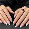 Cotabacuco Unghie Finte a Pressione a Mandorla 24 Pezzi, Design Francese Classico in Rosa e Bianco, Forma a Mandorla, 12 Misure con Adesivi e Lima, Unghie Artificiali per Manicure Fai da Te
