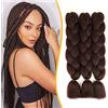 WoWCFyyds Treccine Africane Extension Capelli 24 Kanekalon Hair Treccia Capelli, 3Pezzi Ombre Braiding Hair Sintetici Jumbo Braids Intrecciare I Capelli Estensioni（Marrone-4#）