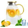 WEXFFU Brocca Vetro con Tappo, Brocca Acqua Vetro, Caraffa con Coperchio | 1,8 L Acqua Calda/Fredda, Caraffa con Coperchio per Fatto in Casa Succo di Frutta Tè Freddo Caffè Latte Vino e Bevande