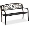 Relaxdays Panca da Giardino, con Volatili Decorativi, Accessorio di Arredo da Esterno, 87x127x57 cm, Nero-Bronzo