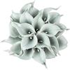 DuHouse - Confezione da 20 fiori di giglio di calla artificiali in lattice, consistenza naturale al tatto, per matrimonio, bouquet, decorazione per la casa e feste (Grigio)