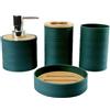 Hosoncovy Set di 4 Pezzi Contenitori da Bagno Set di Accessori da Bagno con Dispenser per Sapone, Tazza da Bagno, Portasapone, Portaspazzolino e Dentifricio (Verde Scuro)
