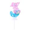 EAKE Candela di compleanno a forma di sirena, rosa e blu, glitterata con perla, conchiglia e coda di pesce, decorazione per torta a tema oceano, per feste sotto il mare