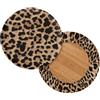 Wanyint Coprisedili rotondi elasticizzati per sedie da bar da 33-38 cm, con stampa leopardata, confezione da 2 pezzi