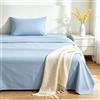 VKZ Set Lenzuola Una Piazza e Mezza Cotone con Angoli, Completo Letto Una Piazza e Mezza in Puro Cotone per Biancheria da Letto Confortevole e Durevole,CELESTE
