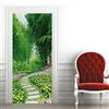 A.Monamour Adesivo Porta Autoadesiva 3D Paesaggio Da Giardino Con Alberi Di Fiori E Paesaggi Naturali Del Percorso Vinile PVC Adesivi per Porte Interne Pellicola Adesiva Poster Murale Parete 77x200cm