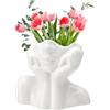 TNSLAND vaso per fiori a tulipano, in ceramica, 14 x 12,5 cm, con testa, colore bianco, stile moderno, decorativo per soggiorno, scrivania