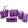 Agatige Set di Accessori da Bagno Viola da 5 Pezzi con Dispenser di Sapone Liquido, 2 Bicchieri, portasapone, portaspazzolino per Bagno