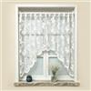 Quorumsg Tende Cucina in Pizzo, 160 x 100cm Eleganti Floreale Tende di Pizzo, Semitrasparente Poliestere Tenda Velata, per Soggiorno, Bagno o Decorazione da Finestra del Giardino(Bianco)