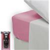 Happidea - Lenzuolo con Angoli Elastici, 100% Cotone, Tinta Unita, Made in Italy, Matrimoniale, 175x200 Altezza Max 25, Pack Barattolo Riutilizzabile, Rosa