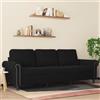 Snsowed Divano a 3 Posti Nero 180 cm in Velluto,Divano da Soggiorno,Divano a 3 Posti,Divano Moderno,Divanetto da Salotto Moderno-359544