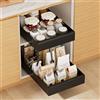 Carastek 2 Pezzi Cassetto Telescopico Cassetto Estraibile Cucina Ripiani per Cassetti Estraibili per Armadio da Cucina Senza Bisogno di Trapano e Chiodi (25CM L x 43CM P x 7CM)
