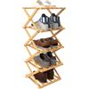 LANTUS Scaffale Pieghevole in Bambù per Scarpe, Scarpiera, Scaffale per Ingresso, Armadio, Camera da Letto, Corridoio, Naturale, Funzionale, Multifunzionale, 25 x 25 x 86 cm (5) (Colore legno naturale)