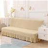 SUIOKPO Copri Divano Senza Bracciolo Copridivano Impermeabile Copridivano 3 Posti Elasticizzato con Disegno Gonna Copridivano AntiGraffio Gatto Copridivano Futon,Beige,M