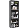 oneinmil Libreria Alta 6 Ripiani, Scaffale PortaLibri con Anta Aperta, Design Moderno per Soggiorno, Studio, Ufficio, Camera da Letto, 55.5 x 23.5 x 181 cm, Nero