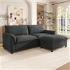 DACHETOU Divano modulare Cloud a forma di U, comodo divano ad angolo con seduta profonda, con 2 poggiapiedi mobili, schienale alto, beige, dimensioni: L 264,5 x A 84 x P 78,5 cm