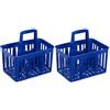 mille idee Set 2 Cestelli Portabottiglie in Plastica 6 Posti con Manico - Porta Bottiglie Impilabile - Cassetta Portabottiglie 31 x 22 x 35 cm - Ideale per Bottiglie da 1 Litro (Blu)