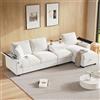 Lubvtti Divano angolare a L con USB,Divano moderno a 4 posti,Braccioli su entrambi i lati con spazio di stoccaggio,Divano multifunzionale,Tavolino pieghevole con 2 portabicchieri,Ciniglia,Beige