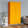 Zentexion Armadio giallo senape, 90 x 50 x 180 cm, in metallo, con 4 scomparti regolabili in altezza e asta appendiabiti, per camera da letto, corridoio e soggiorno, salvaspazio, facile da montare