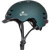 Urban Prime Urban Helmet, Casco Protettivo con Visiera e Luce Anteriore/Posteriore, per Bici, e-Bike e Monopattino Elettrico, Unisex Adulto, Verde, L