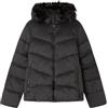 Springfield Giacca corta Sorona da donna con tasche a soffietto, cerniera frontale, cappuccio con pelliccia sul bordo e interno in vita Garthering Bolojada, nero/bianco, S
