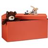 Relaxdays Cassapanca Contenitore, Pouf Pieghevole in Similpelle, HxLxP 38 x 76 x 38 cm, Panca con Coperchio, Arancione, Tela, Arancio, 76 x 38 x 38 cm