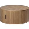 trendteam smart living - Ronin - Tavolino da salotto - Rovere - Tavolo rotondo con spazio di archiviazione - 80 x 36 x 80 cm - Caldo colore rovere con scanalature verticali
