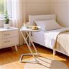 MEUBLE COSY Comodino Altezza Regolabile, Tavolino Compatto per Camera da Letto con Portabicchieri e Struttura Stabile, Salvaspazio, Beige