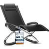 KESSER - Sedia a sdraio da giardino - Sedia da giardino pieghevole - Sedia a dondolo - Poltrona ergonomica da relax - Resistente alle intemperie - Portata massima: 180 kg - Nero