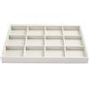 Papten vassoio per gioielli impilabile in iuta, cassetto portagioie, organizzatore di inserti per gioielli a 12 scomparti, espositore per bracciali (beige)
