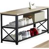 tectake® Scarpiera 101 x 30,5 x 45,5 cm, Scarpiera Ingresso, 2 Ripiani Rete, Scaffale Scarpe Uomo, Scarpe Donna, Mobile Organizer Ingresso Corridoio Soggiorno, Stile Industriale - Legno Chiaro