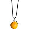 HALLROCK Collana Fatta a Mano con Ciondolo Pompelmo e Mezzo Pompelmo Cordino Nero 70 cm Gioielli Frutta Estiva Kawaii per Donna e Ragazza