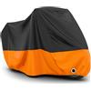 Favoto Telo Coprimoto Esterna Impermeabile - Copertura per Moto XXL Oxford Antipolvere Protezione UV con Foro per Lucchetto Fibbia Antivento 245x105x125cm Nero Arancione