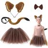 UILYNIU 4 Pezzi Costume Volpe per Bambini Volpe Orecchie Lungo Coda Volpe Cravatta Farfalla Ragazze Tutu Gonna, Animale Costume Volpe Orecchie Per Bambini Carnevale Halloween Animale Cosplay (Volpe)