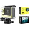 adsfvjndjcvdjcnjzsd Action Camera sportiva DV 4K WiFi mini antenna esterna impermeabile fotocamera subacquea fotocamera sportiva Time Lapse (colore: giallo Dimensioni: piccolo)