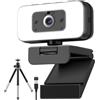 Danyesth Webcam 4K per PC, Webcam USB 4K con microfono a cancellazione del | PDAF AutoFocus, Webcam Plug & Play per PC, FOV 80°, webcam per laptop, con otturatore per la privacy, per live streaming