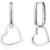 Glintara Orecchini a cerchio in argento 925, a forma di stella/cuore/geometrico, per donne e ragazze, in argento sterling 925, ovali, con ciondolo, alla moda, con zirconi, regalo per donne, Argento
