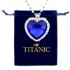 fdsmall Titanic - Collana con ciondolo a forma di cuore dell'oceano, ciondolo a forma di cuore con zaffiro brillante, idea regalo per donne, as show, Metallo, Acquamarina