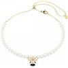 Swarovski Girocollo Idyllia, Crystal Pearl, Taglio misto, Ape, Bianco, Placcato color oro