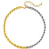 WOWORAMA Collana bicolore da donna, in oro e argento, con catena a maglia cubana, girocollo, unisex, con catena grossa, per donne e uomini, 15.7+3.4, Ottone, Nessuna pietra preziosa