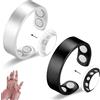Vicmag 2 anelli magnetici in rame per donne e uomini, con forti magneti, 99,99% rame puro massiccio, regolabili (argento e nero)