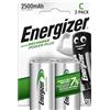 Energizer Recharge Power Plus - Batterie C (Confezione da 2) - Pile Ricaricabili 2500 mAh NiMH - pronte all'uso - Per torce elettriche e giocattoli - 100% imballaggio riciclabile privo di plastica