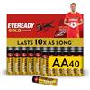 Eveready Gold di Energizer - Pile AA (Confezione da 40) Batterie Alcaline 1,5V - potenza di lunga durata - 100% imballaggio riciclabile privo di plastica - 10 anni di conservazione