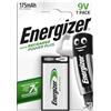 Energizer Recharge Power Plus - Batteria 9V (Confezione da 2) - Pile Ricaricabili 175 mAh NiMH - pronte all'uso - per rilevatori antincendio, rilevatori di fumo - 100% imballaggio riciclabile
