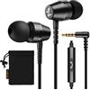 LUDOS OMNITONE Auricolari In-Ear Cuffie, Cuffiette con Filo e Microfono, 5 Anni di Garanzia, Cuffie Isolamento Acustico, Cuffiette Cellulare, Jack 3,5 mm per iPhone, Apple, Samsung, Huawei - Nero