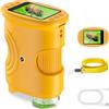 LECIPTEKB Microscopio digitale per bambini, ingrandimento 1000X con schermo IPS da 2,0", ricaricabile tramite USB e portatile, 8 luci LED, per uso esterno, arancione, regali per bambini dai TRE anni in su.