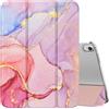 MoKo Custodia per iPad (A16) 11a Gen/iPad 10a Gen, Marmorizzato Rosa Chiaro