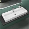 Mai & Mai Lavabo da Appoggio 100x48x10cm, Lavandino Bagno Rettangolare Colossum18-1000 Lavabo da Minerale Fuso