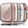 Wanme 3 custodie rigide per Apple Watch 38 mm Series 3 2 1 con pellicola protettiva in vetro, policarbonato rigido tutto intorno alla custodia, pellicola protettiva integrata in vetro temperato