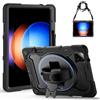 Gerutek Cover per Xiaomi Pad 6S Pro 12.4 Pollici 2024, Custodia in Gomma Antiurto Resistente agli urti con Supporto Rotante 360/Cinghia a Mano/Spalla/Portapenne per Xiaomi Pad 6S Pro, Nero